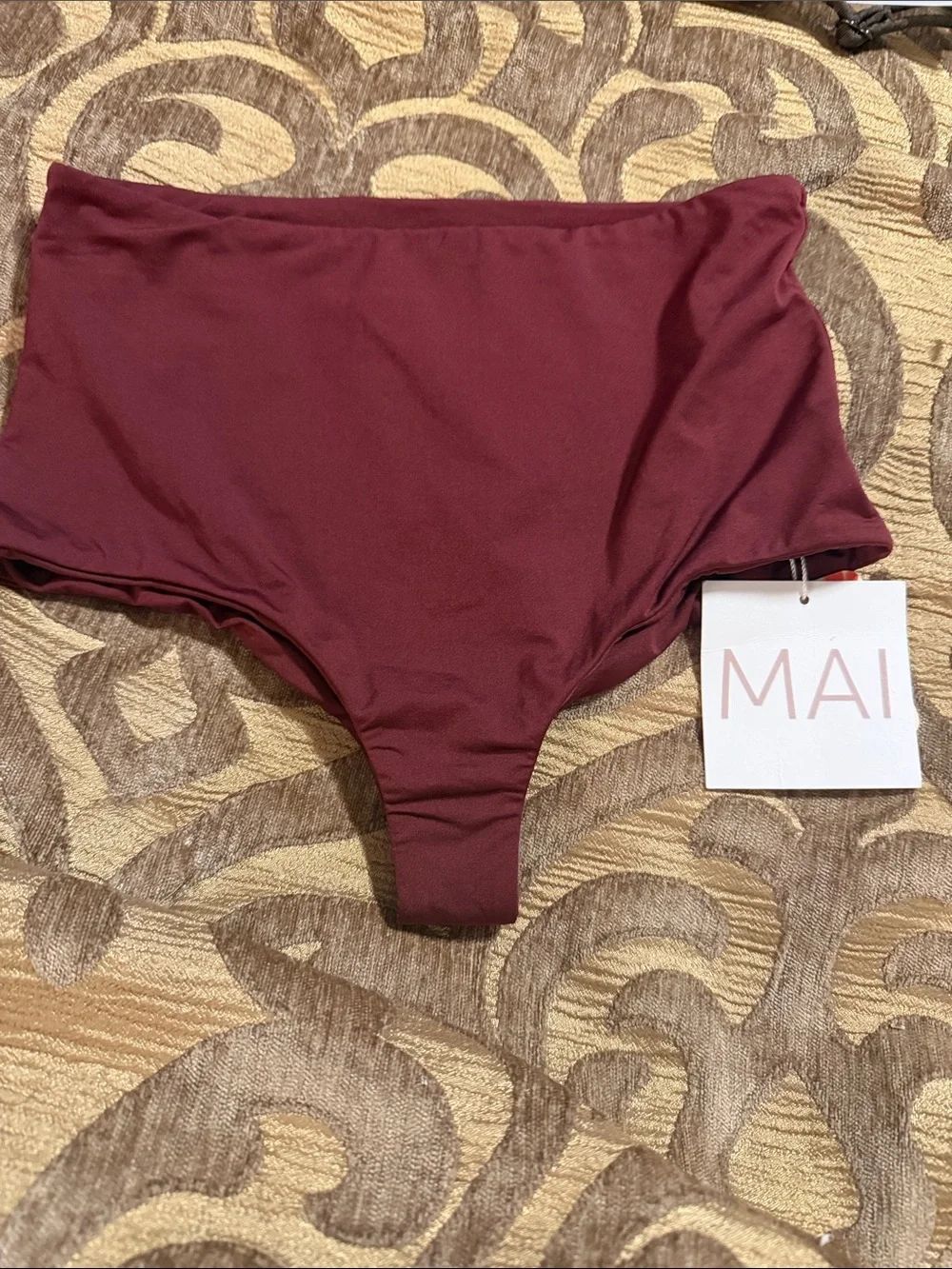 FP Movement MAI High-Waist Bikini Bottom in Wine $70
